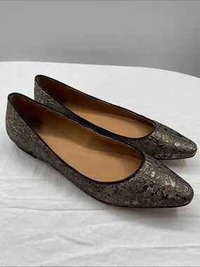 NEW! Talbots Sparkling Metallic Jacquard Pointed Ballet Flats. 9N.